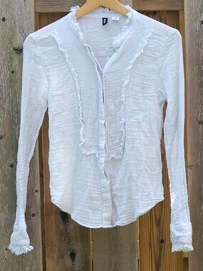 BDG striped ruffle-front button-down blouse by Urban Outfitters Size Small
